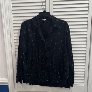Chic Black Polka Dot Women's Button Down Shirt